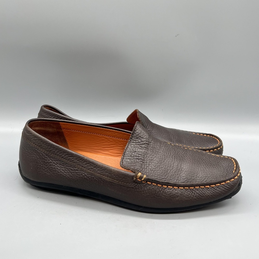 Geox Driving Moc Loafers Mens 9 Brown Leather Slip On Square Toe Casual Comfort